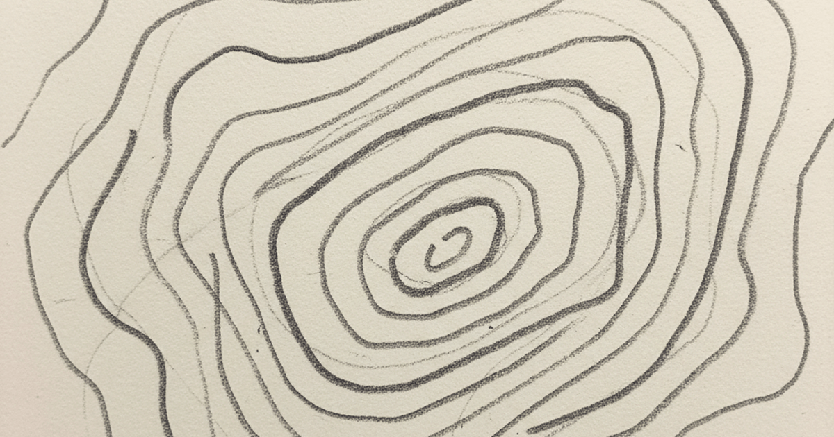 Concentric lines tracing a winding path