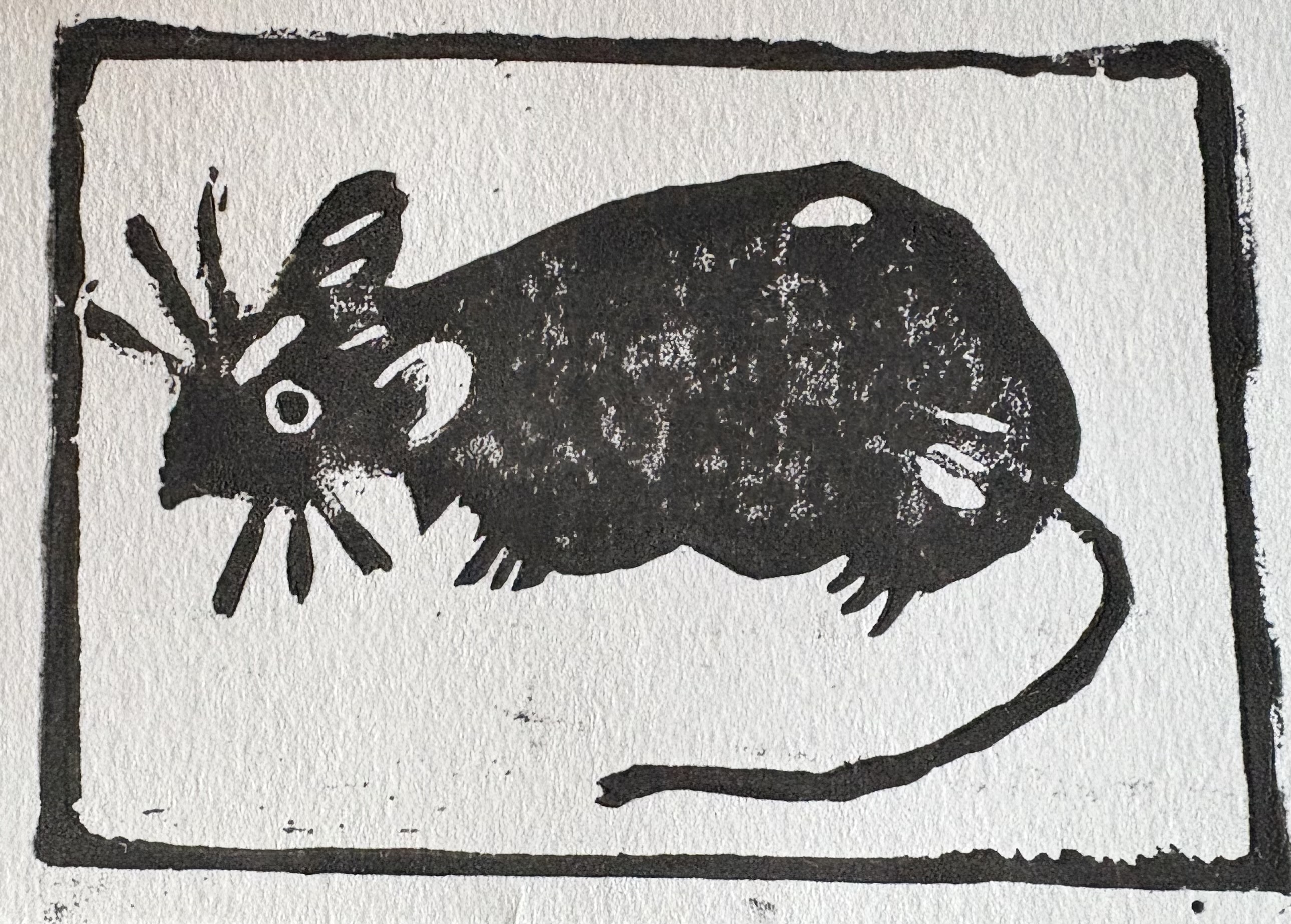 Rat linocut print