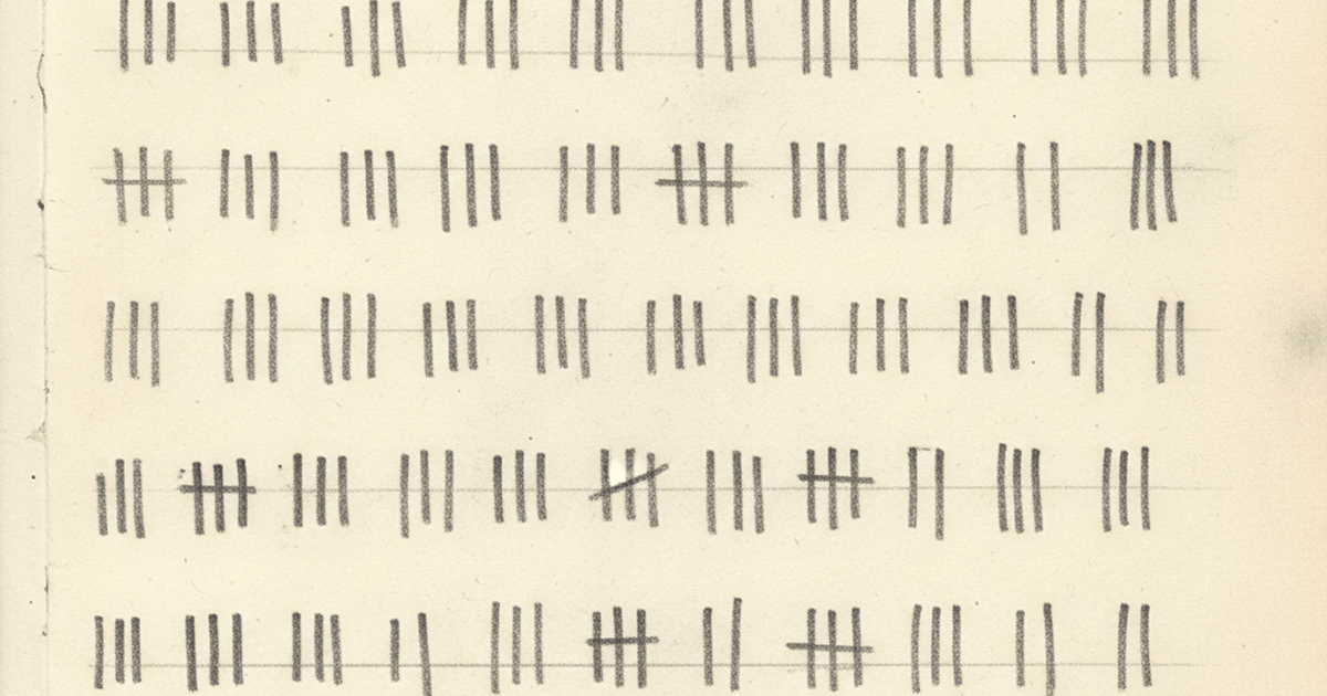 Rows of hand-drawn tally marks